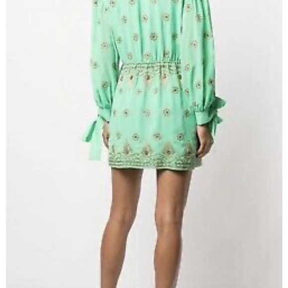 NWT Alice and Olivia Jade/Gold Dress - Picture 3 of 6